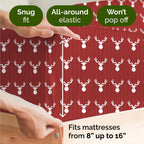 Queen Christmas Tree Sheet Set - Holiday Xmas Pattern Linen Set - Deep Pockets - Snug Fit - 4 Piece - Wrinkle Free - Comfy & Cooling Festive Winter Bedding - Easy To Care For - Kid Friendly