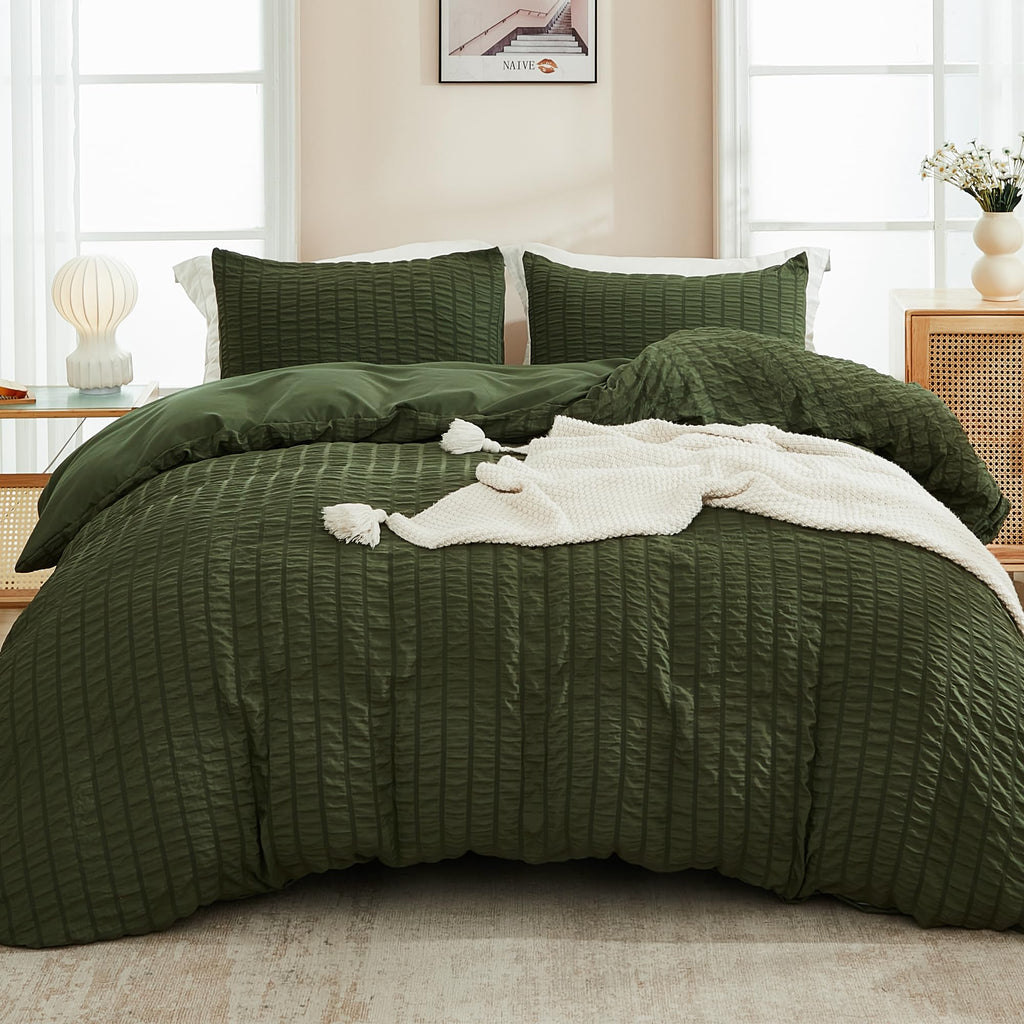 AveLom hvidt dynebetræk Queen (90 x 90 tommer)， 3 stykker (1 dynebetræk + 2 pudebetræk) Stribet lynlåslukning Hjørnebånd Blødt vasket mikrofiberdynebetræk til mænd, kvinder