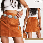 Xiokyo Bling Rhinestone Concho Belt Heavy Metal Western Crystal Chain Belt Cowgirl Sparkly Waist Chain for Women Dress