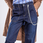 WY LIGHTING LEVEL Waist Chain Heavy Duty Metal Keychain Punk Wallet Chains Hip Hop Keyholder Round Clasp Goth Keyring for Pants(Silver)