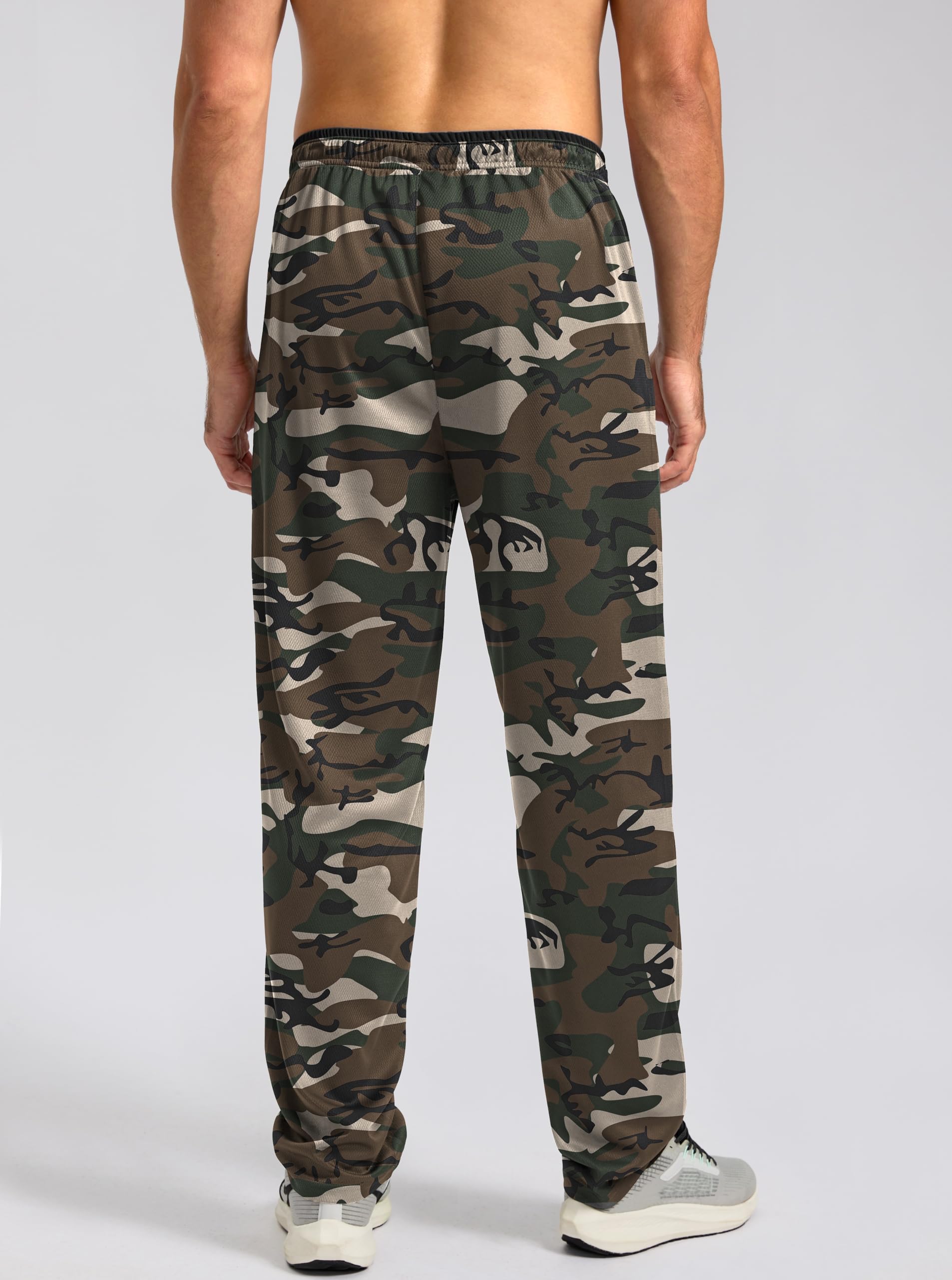 G Gradual Men's Sweatpants Mesh Lightweight with Zip Pockets Breathable Quick Dry Athletic Pants for Workout Running (Green Camo, Small)