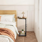 Vagusicc C Shaped End Table, 33" Tall Couch Table Adjustable Height Side Table, Sofa Table That Slide Under, C Table End Table TV Tray Coffee Arm Table for Living Room, Bedroom, Small Spaces, Brown