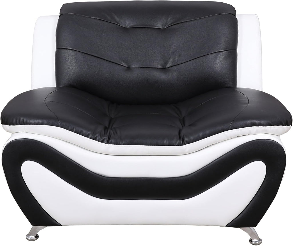 Beverly Fine Furniture 3 Piece Aldo Modern Sofa Set, Black/White