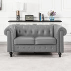 Emery Chesterfield 3 Piece Living Room Sectional Sofa Set Rolled Arms, Tufted Cushion Sofas for Living Room Set Includes Sofa, Loveseat Couch, Accent Arm Chair / Easy Tool-Free Assembly – Off White