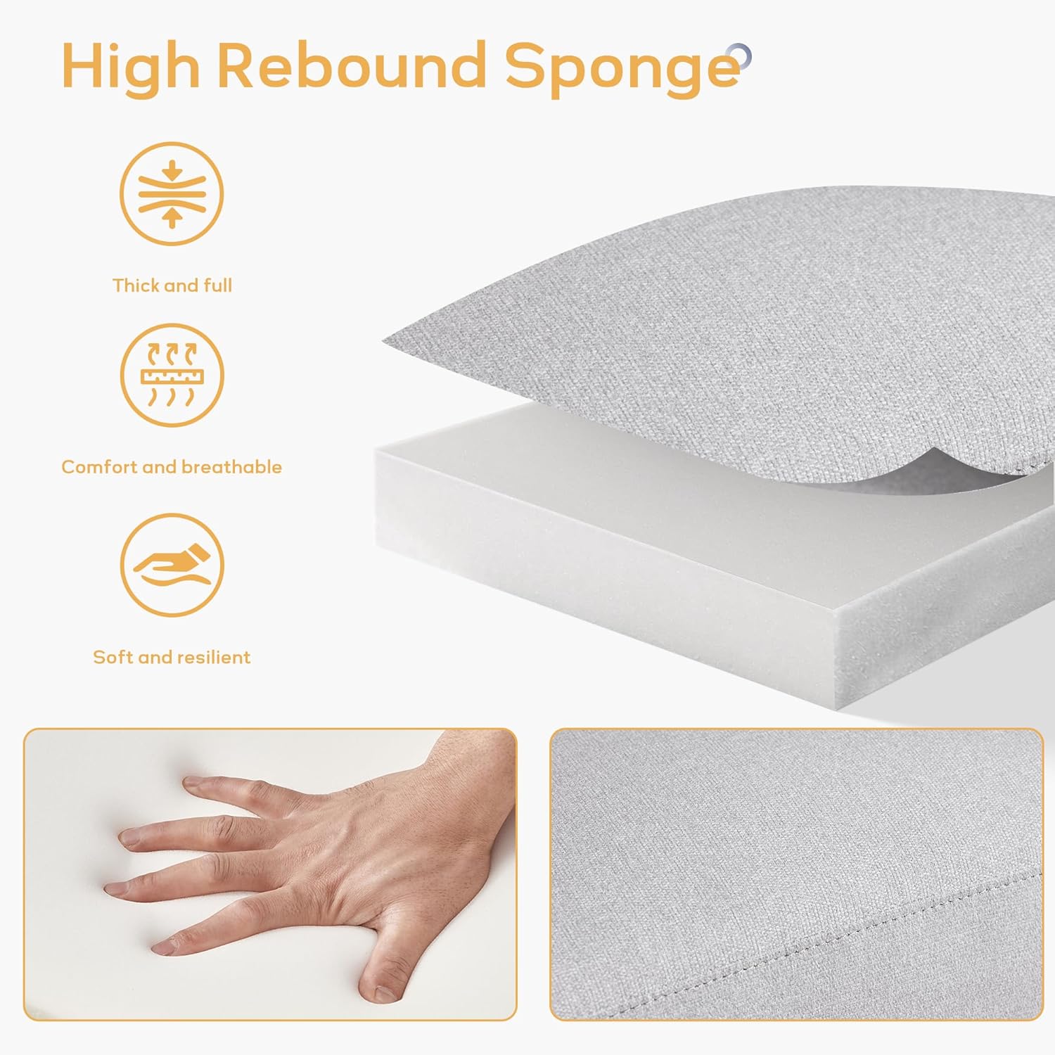 HUIMO Living Room Set, Button Tufted Living Room Furniture Sets, Upholstered Modern Couch Set with Solid Frame, Deep Seat Sofa Set for Living Room, Office (Light Grey, 3 Piece Set-1*loveseat+2*Chair)