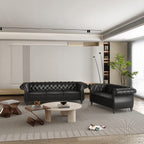 QHITTY 3 Piece Living Room Set, Sectional Chesterfield Sofa Chair Contemporary Upholstered Leather Loveseat Couch Sets for Living Room, Bedroom, Office