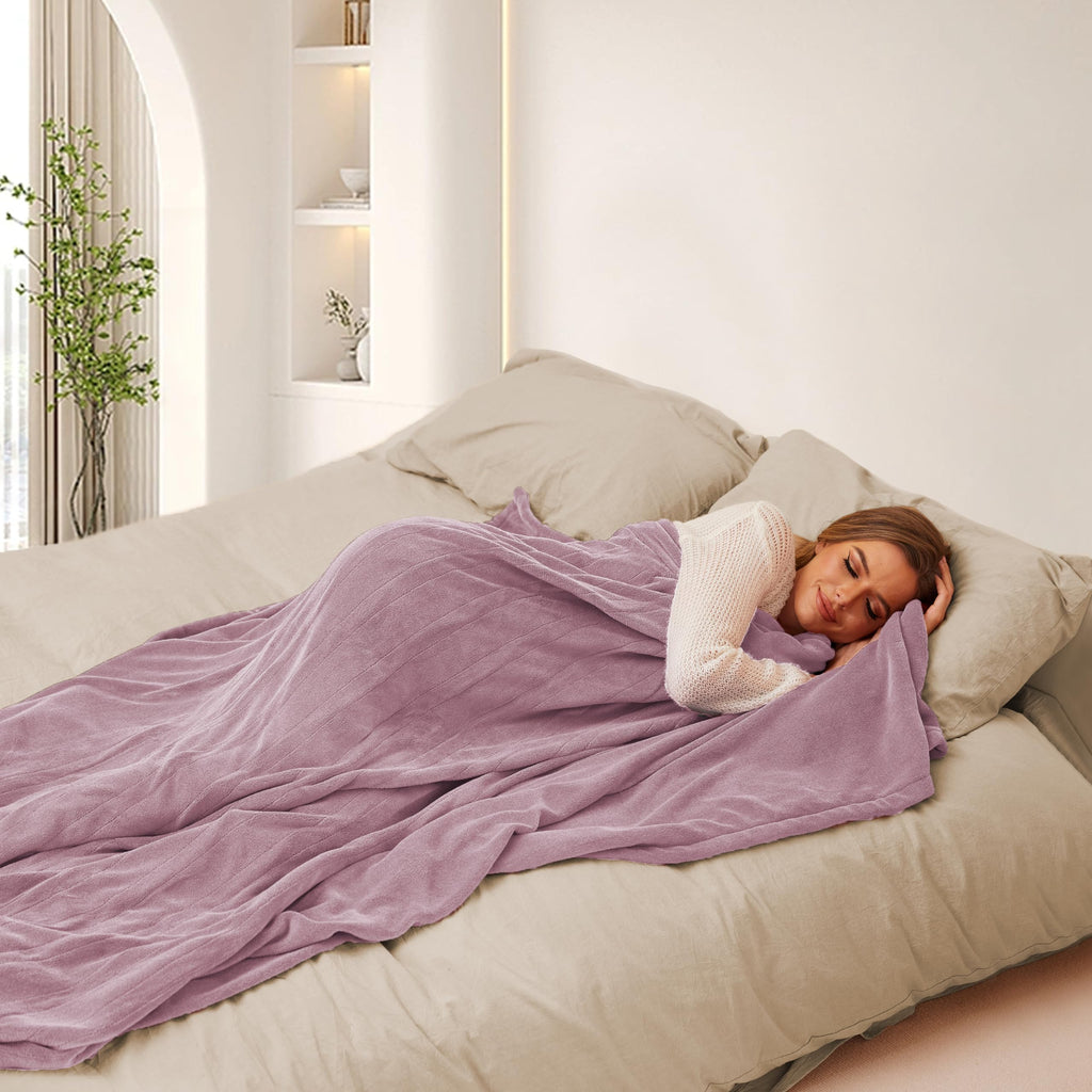 Couverture chauffante électrique DUODUO 72"x84" en polaire corail chaude avec 4 réglages de chaleur et arrêt automatique de 10 heures Protection contre la surchauffe - Gris 