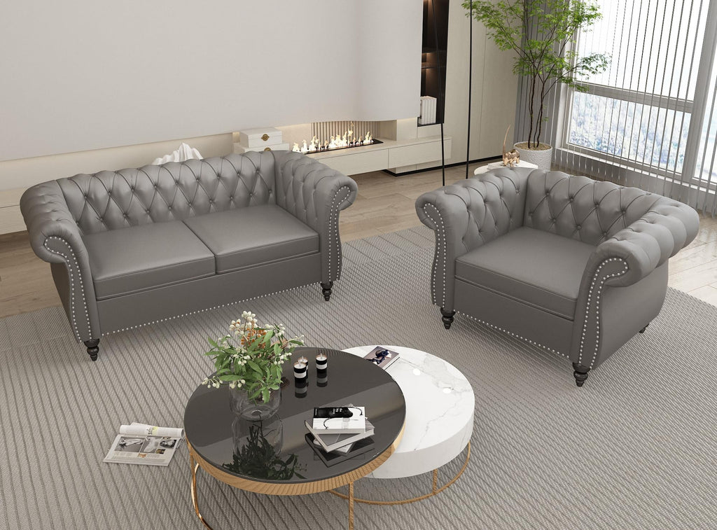 AVZEAR 3-Piece Living Room Sectional Sofa Set, Green Velvet Couch Upholstered Sofa Modern Sofa Couches Set Style Button Tufted, Velvet Chesterfield Sofa for Living Room Apartment, 1+2+3 Seat Green