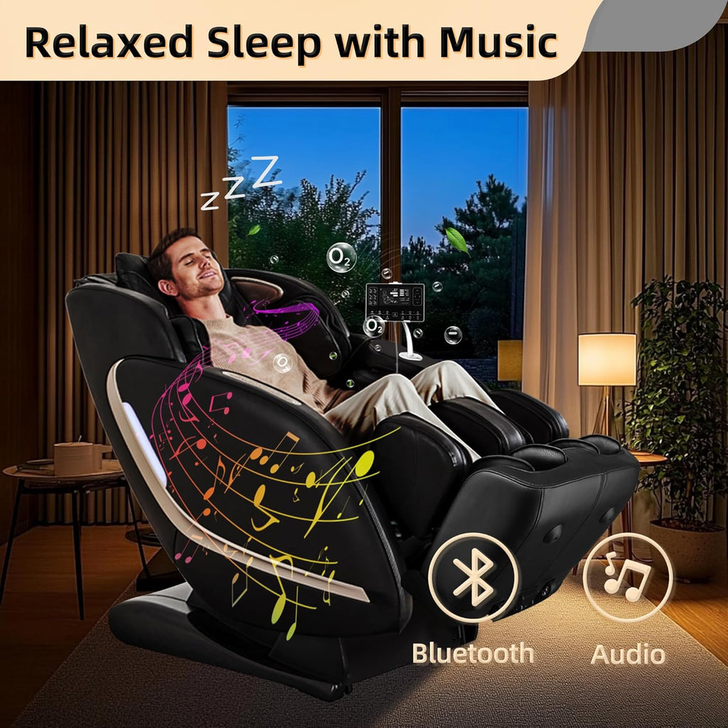 EASPEARL 2025 Massage Chair, 4D Full Body Zero Gravity Massage Chairs with APP, SL Track Shiatsu Stretch Massage Recliner Chair with Electric Footrest, Heat, Foot Rollers, Body Scan(Black)