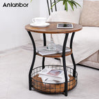 Round Side Table,3 Tier End Table with Storage Shelves for Living Room, Accent Sofa Couch Table for Small Spaces,Nightstand with Metal Frame for Bedroom, Rustic Brown - 19.7"