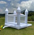 Portable White Bounce House with Slide and Ball Pit Multifunctional Inflatable Bouncer for Kids(13 * 8 * 8ft Oxford Cloth，with Air Blower