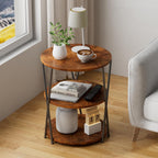 Big Side Table, 3-Tier Large Size Round End Table with X-Leg Design, Nightstand Bedside Table for Living Room, Bedroom, Drink Table Coffee Table for Patio, Indoor Outdoor Use, 16.5''x16.5''x22.8''