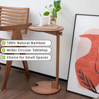 Side Table with Pedestal - Adjustable Height C Shaped End Tables for Small Spaces, Couch, Bedside, Living Room, 14x14x26 Inch TV Tray Round Stand for Drink, Snack, Coffee - Brown