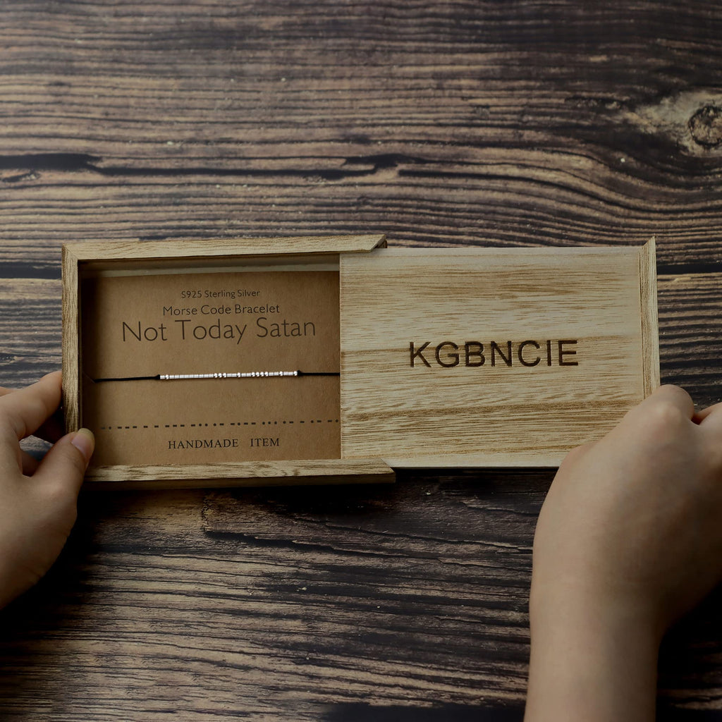 KGBNCIE Inspirujące Prezenty dla Kobiet, Śmieszne Bransoletki z Kodem Morse'a dla Kobiet, Bransoletki z Kodem Morse'a na Prezent dla Przyjaciół (66 Nie dzisiaj, Szatanie)
