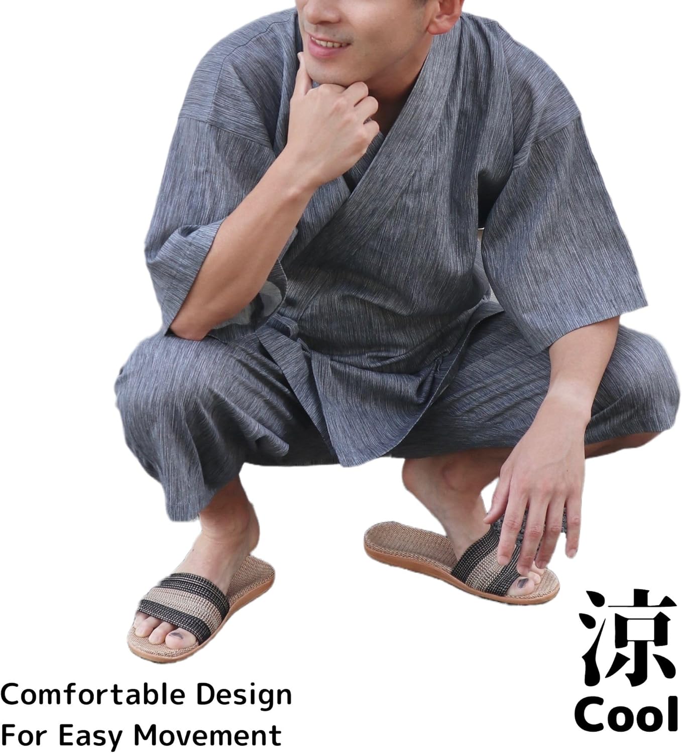 Japan Cool Jinbei Yukata Men's Half-Sleeved Japan Cotton top and Bottom