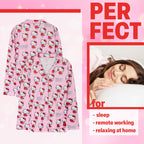 Hello Kitty Pajamas for Women Teens Long PJs Comfy Kawaii Button Down Lounge Set (Pink, XL)