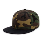 CHOK.LIDS Flat Bill Visor Classic Snapback Hat Blank Adjustable Brim High Top End Trendy Color Style Two Tone Baseball Cap (Wood Camo/Black)