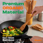 Riveira Dark Bamboo Wooden Spoons for Cooking 3-Piece, Apartment Essentials Wood Spatula Spoon Nonstick Kitchen Utensil Set Premium Quality Housewarming Gifts for Everyday Use