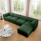 Large Sectional Couches for Living Room, Corner Couch with Storage Chenille Sectional Sofa, Cylindrical Backrest and Armrests 6 Seats,Green