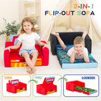 MallBest Kinder Sofas Kindersofa Baby Polstersofa Schlafsofa Übernachtungsstuhl Klappbarer Liegesessel (Rot/Feuerwehr)