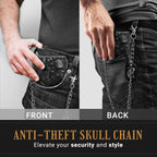 Portefeuille chaîne gothique crâne ZEKEE en cuir - Punk bifold Halloween gothique accessoires | Unisexe, noir