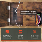 WLIVE Narrow Side Table with Charging Station, End Table for Living Room, Couch Side Table with Fabric Drawer for Bedroon, 11.8‘’W 23.6‘’L 24‘’H, Rustic Brown