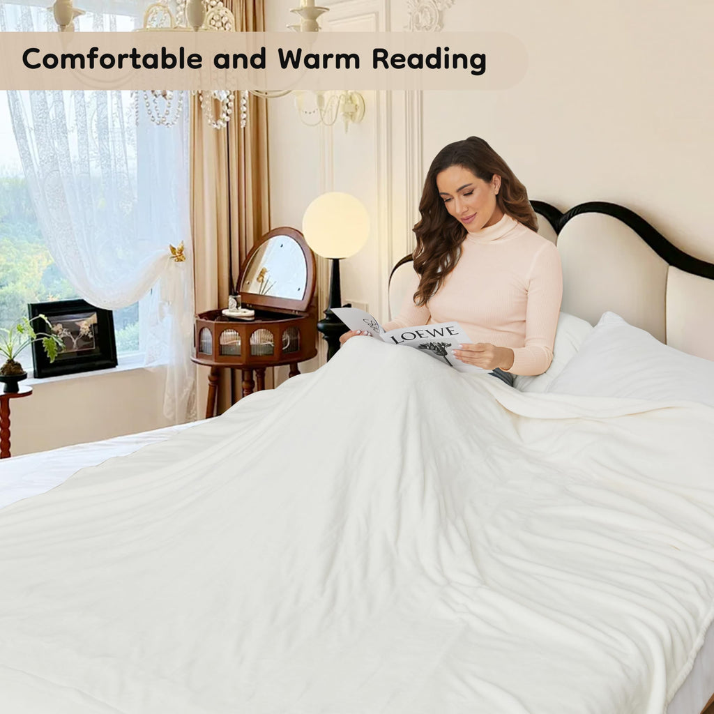 Elektrisch verwarmd deken 72" x 84" volledige maat flanellen stof met 4 verwarmingsniveaus & 10 uur automatische uitschakeling, ademend warm en wasbaar voor zacht en bed - lichtgrijs