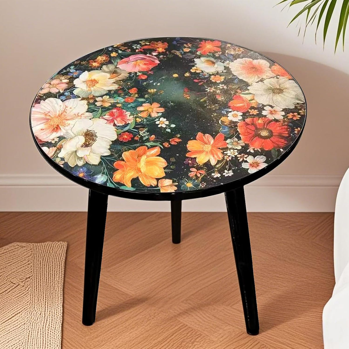 Round End Table, Small Round Drink SideTable, 3 Legged Living Room End Tables, Mid Century Modern Small Coffee Table for Bedroom Balcony Living Room (15.75" D x 18.5" H)