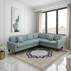 Ball & Cast Calico 4-Piece Couch Living Room Couch Set with Sofa and Loveseat,Modular L Shaped Sectional Couches w/Free Combination and Wood Frame,Furniture for Apartment,Studio,Office,Pale Green