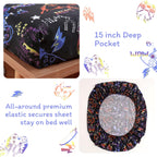 ست ملحفه کودکان یونیکورن صورتی JSD، سایز تویین، ۳ تکه، ملحفه‌های رختخواب میکروفایبر چاپ شده با طرح رنگین کمان برای دختران، جیب عمیق