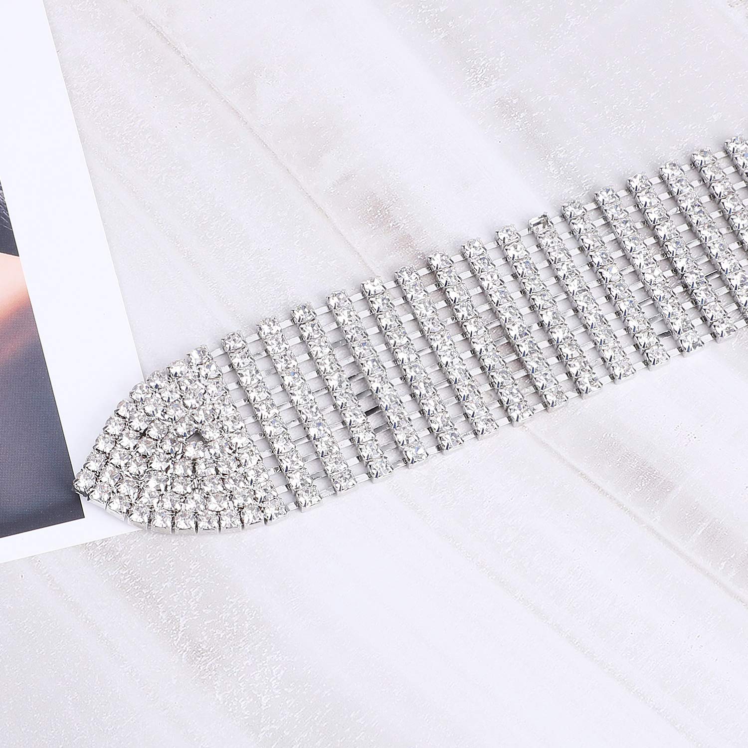 WHIPPY Women Rhinestone Belt Silver Shiny Diamond Crystal Ladies Waist Belt for Jeans Dresses Fit Waist Size 27-35 Inches