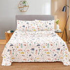 ست ملحفه کودکان یونیکورن صورتی JSD، سایز تویین، ۳ تکه، ملحفه‌های رختخواب میکروفایبر چاپ شده با طرح رنگین کمان برای دختران، جیب عمیق