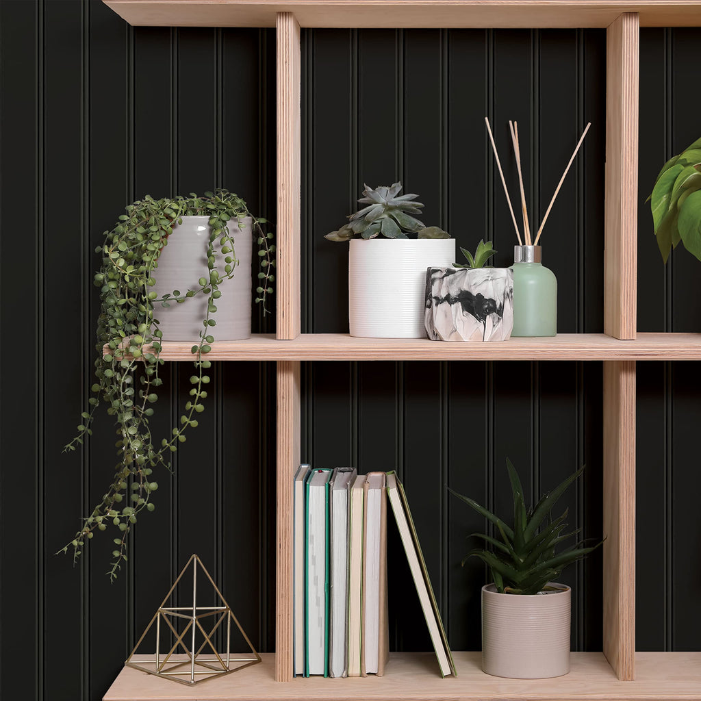 کاغذ دیواری قابل جدا شدن و چسبان Tempaper Black Faux Beadboard، ۲۰.۵ اینچ در ۱۶.۵ فوت، ساخت آمریکا