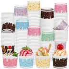 Aodaer 300 Pack Ice Cream Cups 8oz Sprinkles Paper Ice Cream Bowls 6 Color Disposable Snack Bowls Party Supplies Treat Cups for Sundae, Frozen Yogurt, Dessert