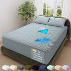 OhGeni 100% Waterproof Queen Size Mattress Protector,Soft Mattress Pad, Cooling Breathable Fitted Sheets,Washable Bed Cover,Non-Slip Deep Pocket,Noiseless for Bedroom
