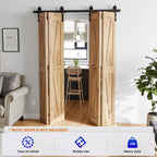 SMARTSTANDARD 5.3ft/64'' Bi-Folding Sliding Barn Door Hardware Kit, Bifold Barn Door Hardware Heavy Duty Sturdy Side Mounted for 4 Doors -Smoothly and Quietly-Easy to Install, Fit 60'' Door, No Doors