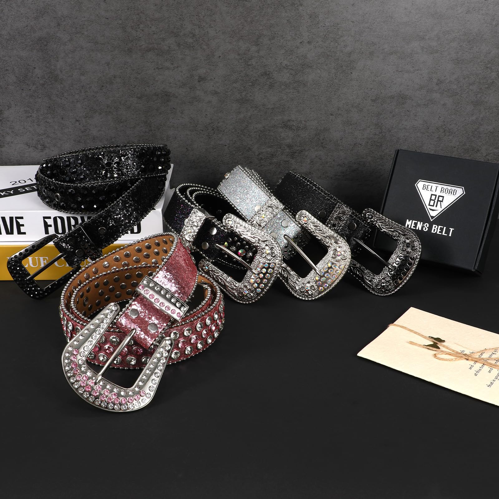 BELTROAD Rhinestone Goth Bling Belts for Women and Men Western Cowboy Cowgirl Belt for Jeans