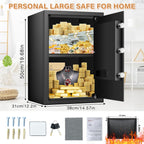 Cassaforte domestica cubica 3.0 ignifuga impermeabile, grande cassaforte ignifuga con borsa per documenti ignifuga, tastiera digitale e ripiano removibile, cassaforte personale per denaro, gioielli, documenti e oggetti di valore