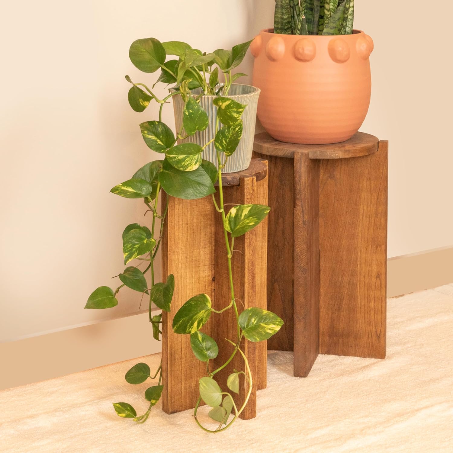 Creative Co-Op Paulownia Wood Round Accent Table, Brown