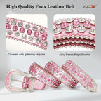 SUOSDEY Fashion Rhinestone Sequins Belt for Men Women Western Cowgirl Cowboy Bling Diamond Leather Belt for Jeans Dress