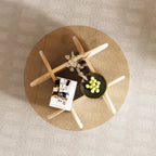 Glass Coffee Table, Mid Century Modern Design, 31.5'' Modern Round Tempered Glass Coffee Tables for Living Room, Cocktail Table for Small Space Home Office. (White + Brown)