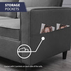 ijuicy Modern 6 Seat Sectional Sofa Set with Movable Storage Ottoman/Side Pockets, 3Pcs Couch Set for Living Room Furniture,3 Seat Living Room Couch & Loveseat & Armchair(3+2+1,Dark Grey)