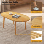 Oval Coffee Table Low Table with 4 Solid Wood Sturdy Legs, Floor Table Desk for Sitting on The Floor, Storage and Living Room Furniture (Natural)