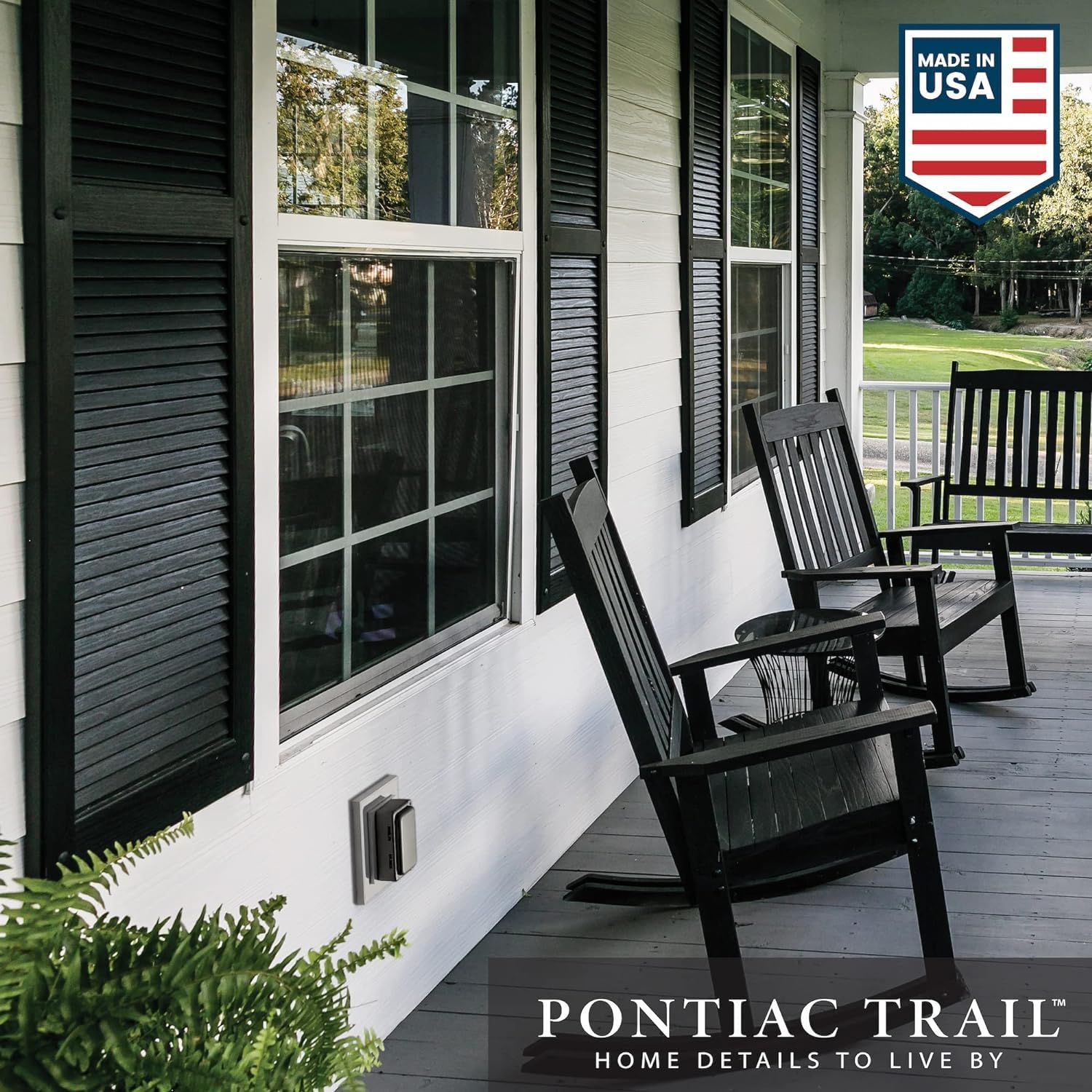 Pontiac Trail Board & Batten Vinyl Shutters (1 Pair) | 14.5"x31" (4-Board) - Black Cosmos/Paintable | Exterior Window Shutters | Includes Mounting Hardware | Simple Installation | Made in US