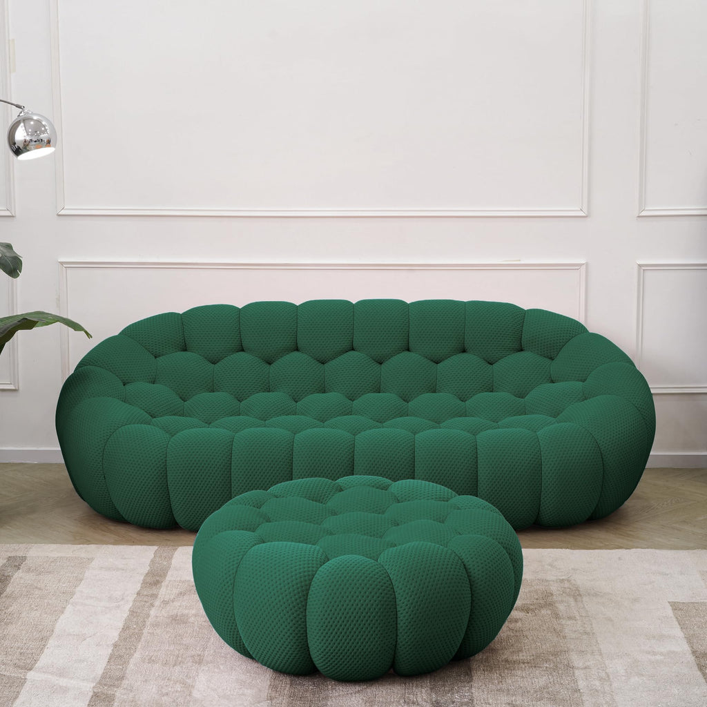 JACH Bubble Sofa Curved Couch Set, Comfy Upholstered Sofa, Mesh Fabric 3D Honeycomb Shape Modern Couches for Living Room, Apartment (Orange, 1 Seater, 2 Seater, 3 Seater, Ottoman)