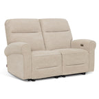 MCombo 78.3" Wall Hugger Power Loveseat Recliner Sofa with Console, Reclining Loveseat with USB Ports, Cup Holders, for Small Spaces Living Room RV, Fabric PR635M2 (Beige)