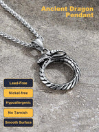 U7 Punk Chameleon/Eagle/Dragon/Hawk/Wolf Necklaces for Men Women, Retro Black Stainless Steel Animal Pendant Personalized Jewelry Gift Cool Necklace with 22 Inch Chain