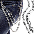 Chaîne de pantalon pour hommes femmes, chaîne de portefeuille crâne biker, longue chaîne de ceinture de poche cool EMO punk pour pantalons, porte-clés pour hip hop rock jean gothique