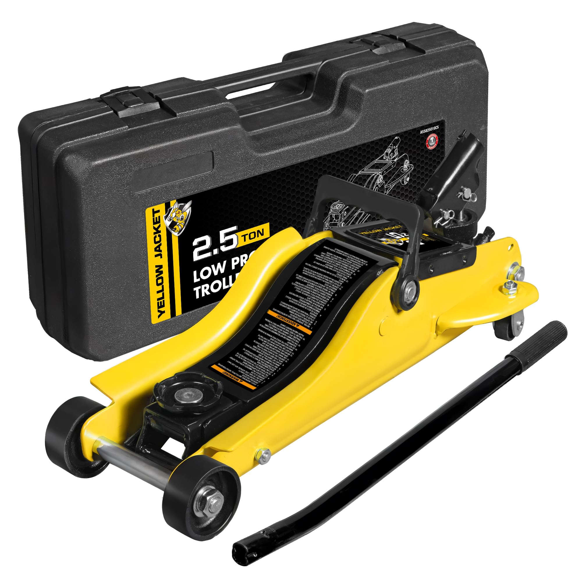 YELLOW JACKET Low Profile Floor Jack with Dual Pumps Quickly Lift Hydraulic Car Jack with Pad, 4 Ton (8,800 lb) Capacity