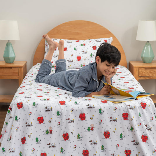 Berkshire Blanket Peanuts® Kids Sheet Set, Full Size - 4 Pieces, Peanuts® Mini Poses and Paws Grey, Cute Character Snoopy Printed Soft Microfiber Bed Sheets